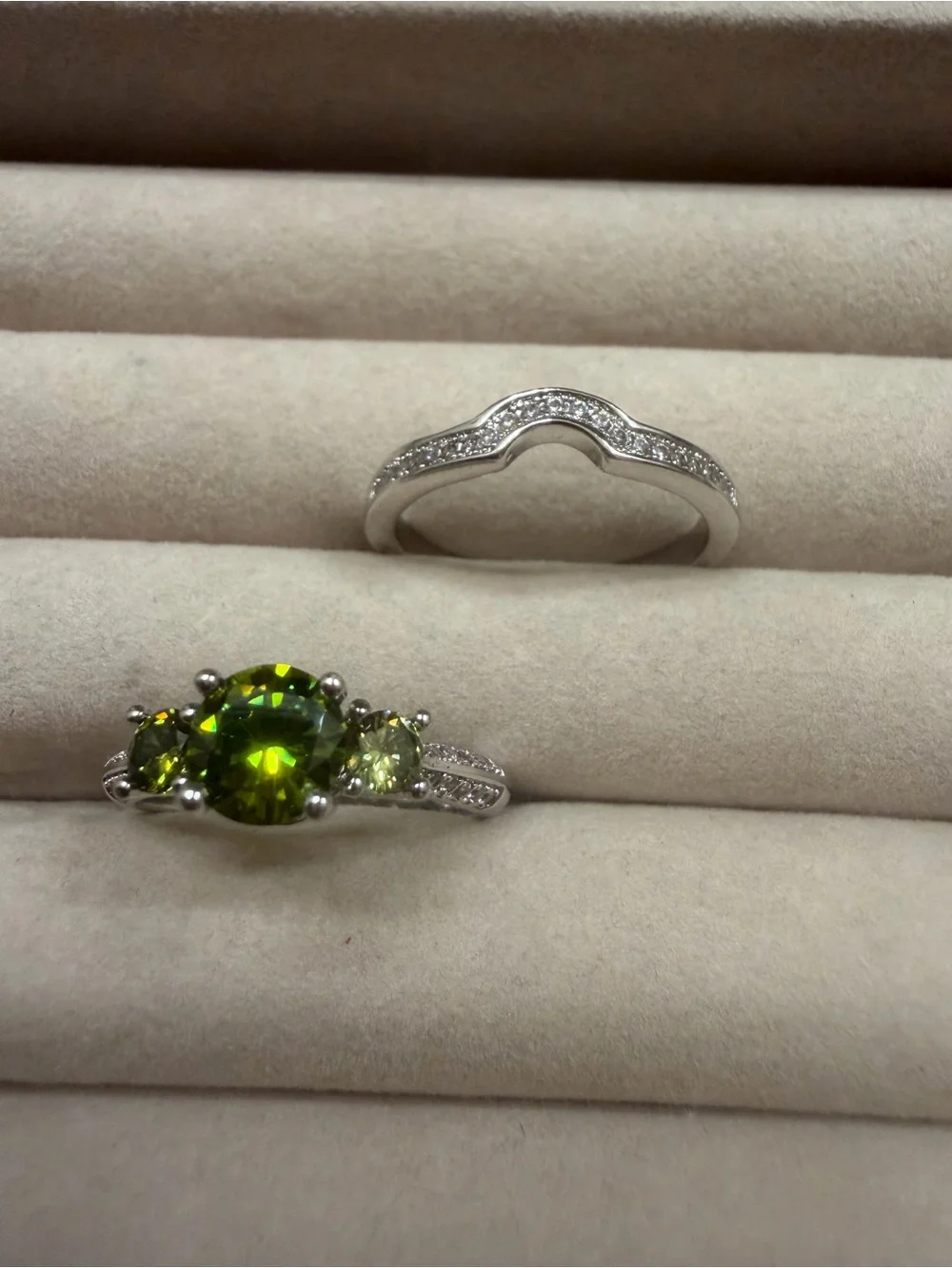 Sterling Silver Peridot Three-Stone Ring